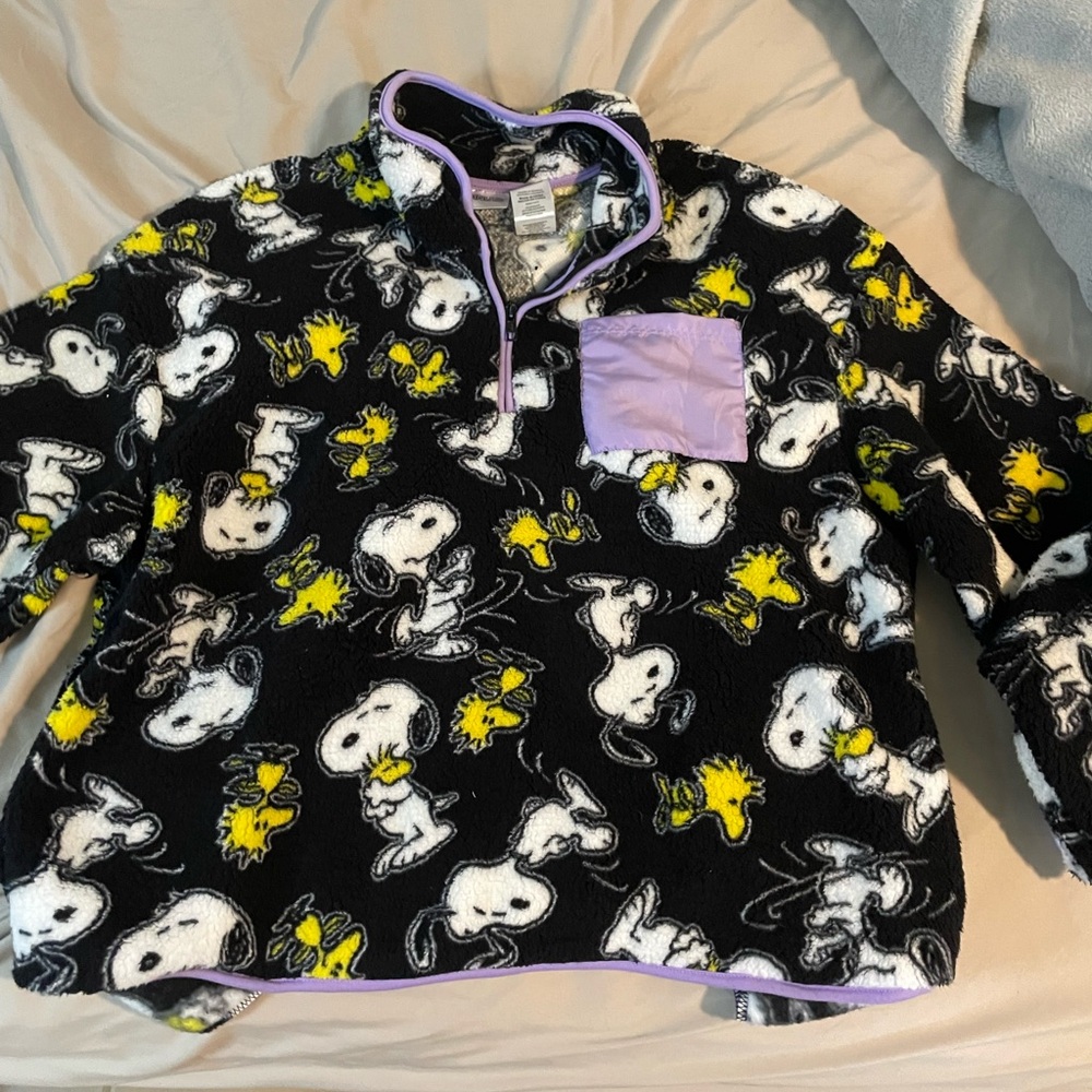 Peanuts Black and Purple Teddy Jacket